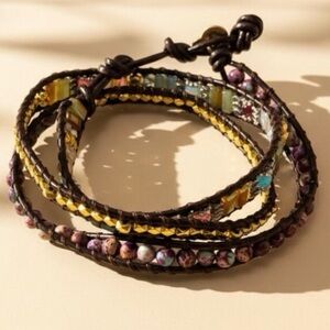 Multicolor Jasper & Crystal Beaded 3 Layer Wrap Bracelet. Protection Bracelet